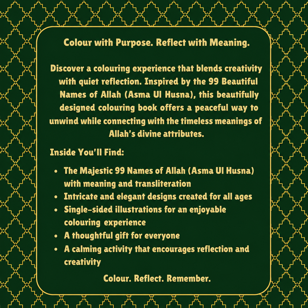 The Majestic 99 Names of Allah Colouring Book